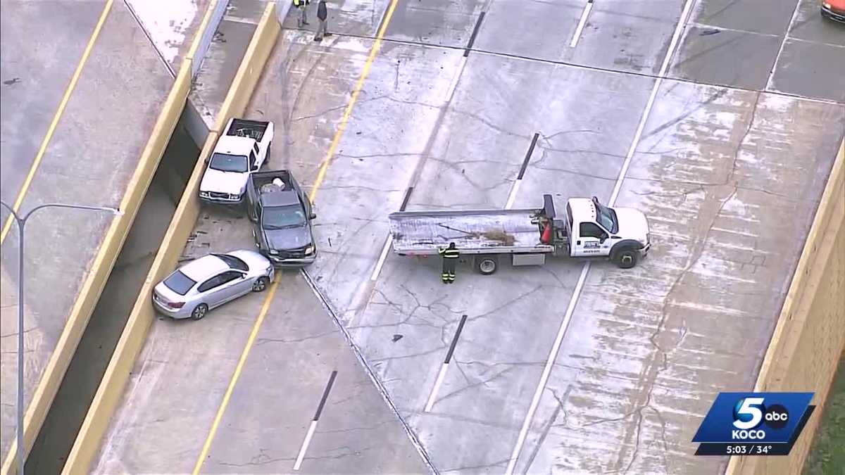 Icy roads lead to chaos on Oklahoma highways