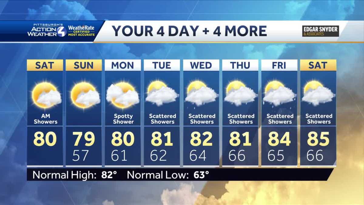 Lingering showers and lower humidity