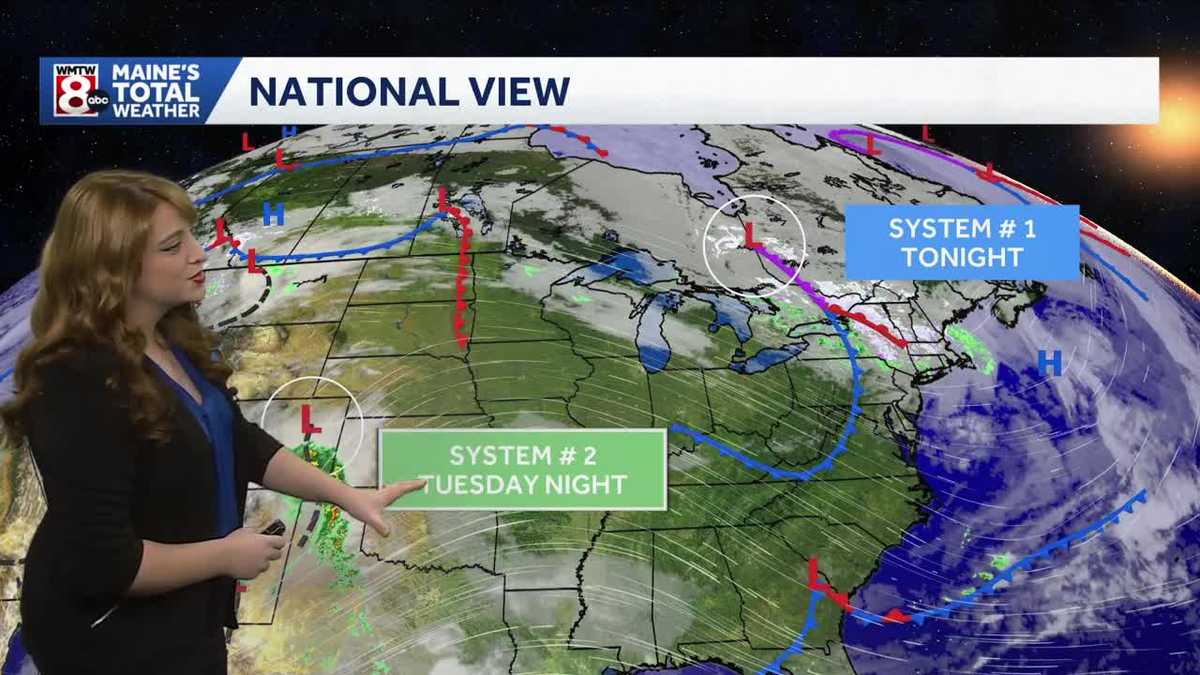 Sunny, mild start to the week as active pattern returns to Maine