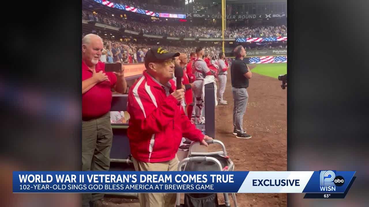 WWII veteran reflects on going viral after singing "God Bless America" at Brewers game
