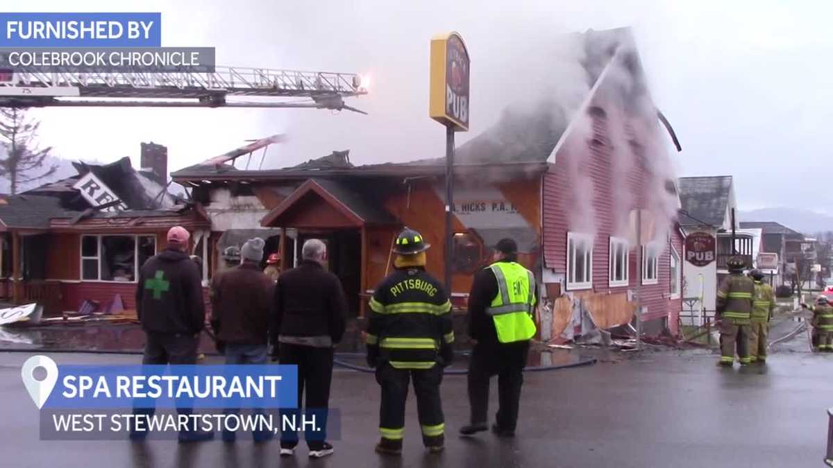 Raw video Scene of fire at Spa Restaurant in New Hampshire