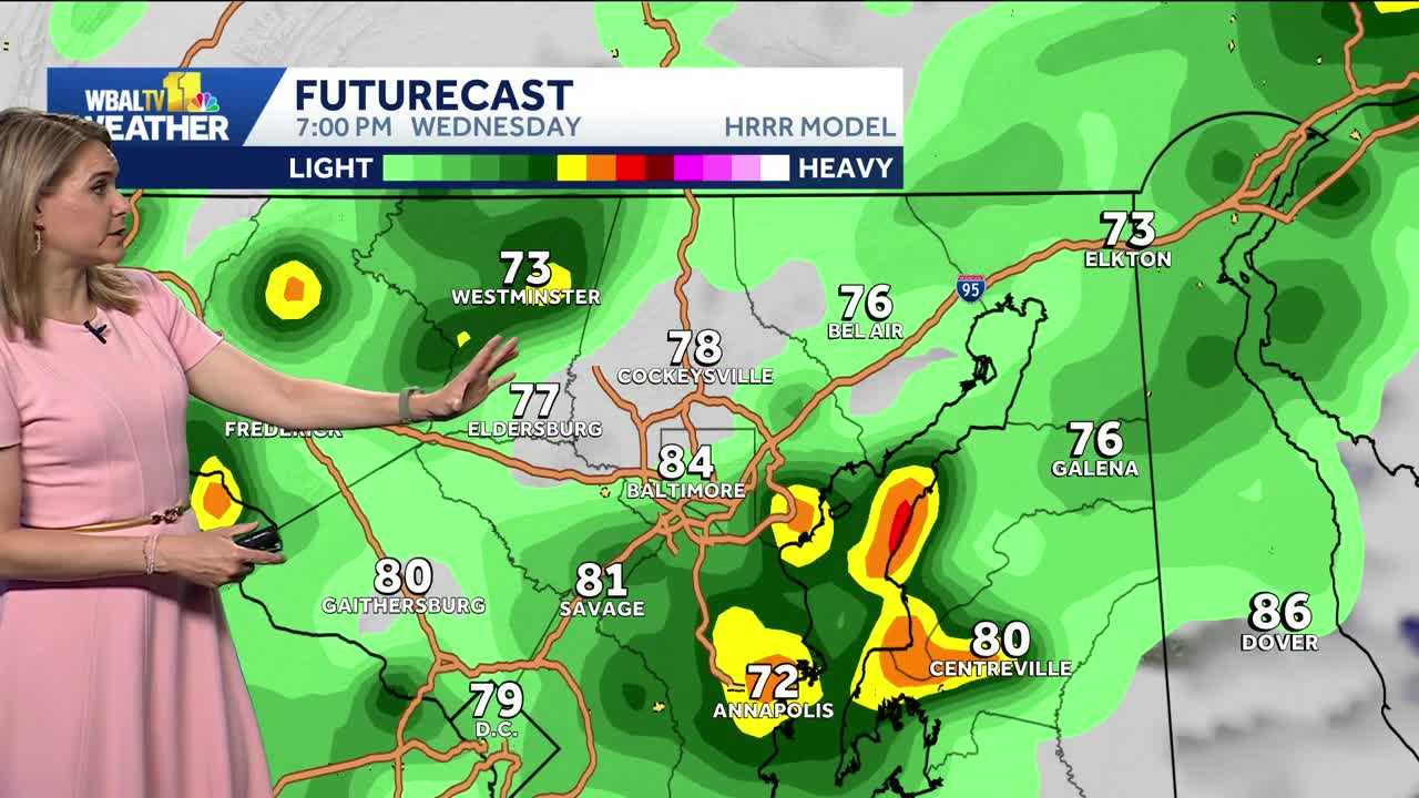 Hot and humid with a chance of thunderstorms Wednesday