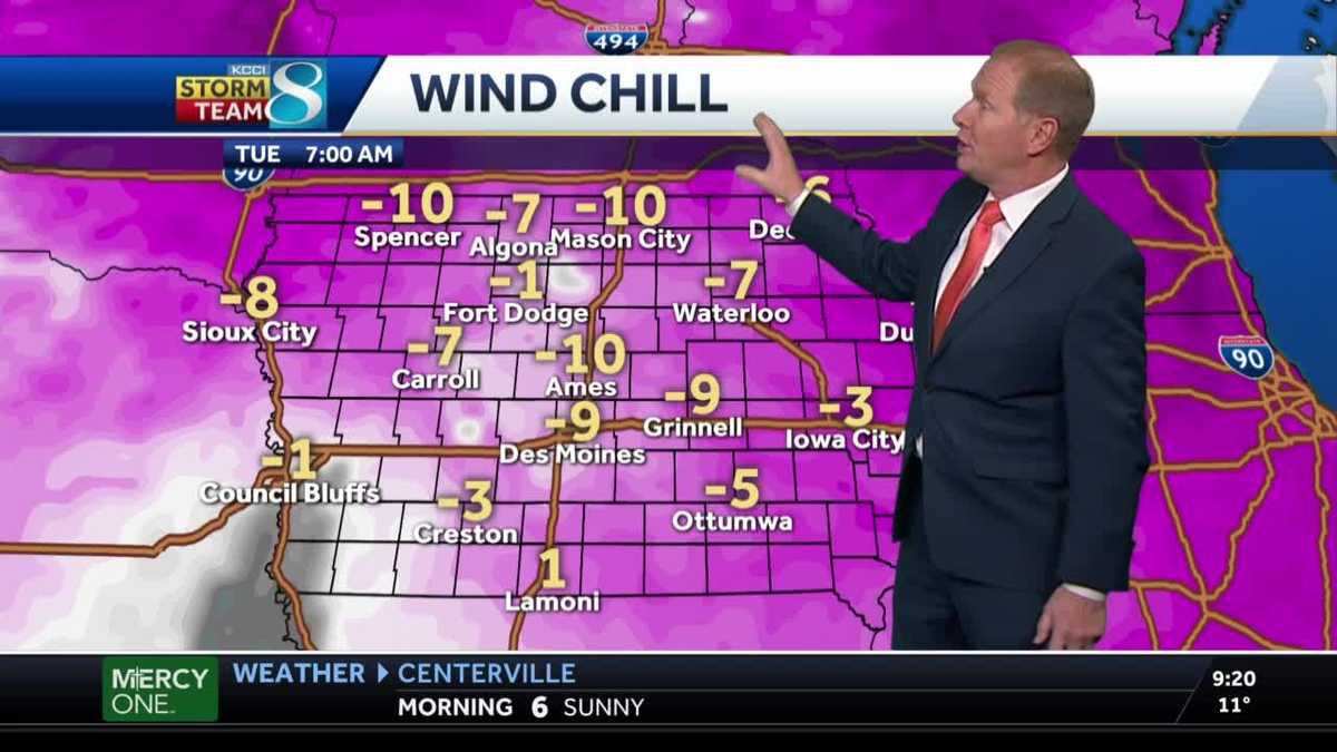 Bitter cold Tuesday ahead with wind chills below zero