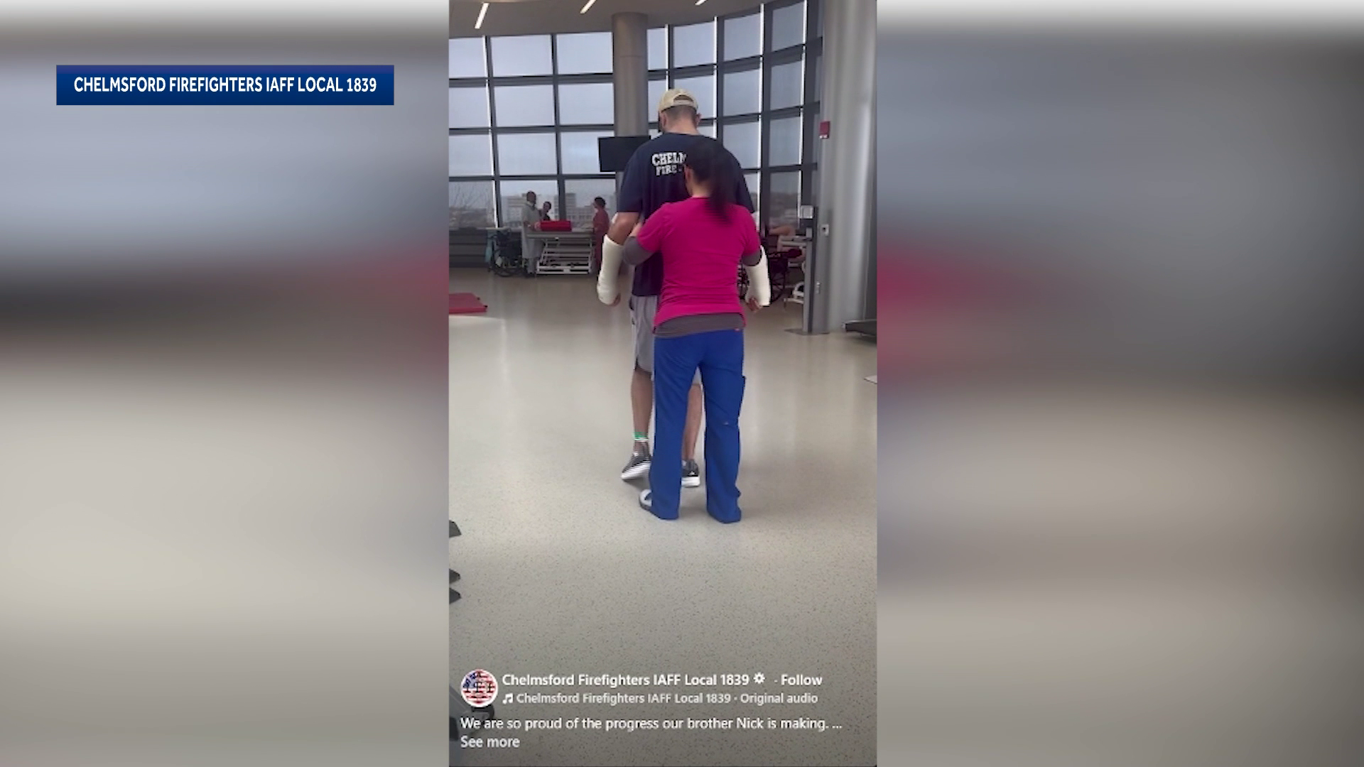 Mass. firefighter learning to walk again after 40-foot fall as union presses state for paid benefits