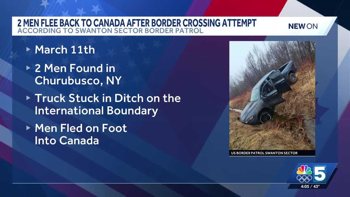 Two men crash pickup truck in attempt to cross U.S.-Canada border into New York, border agents say