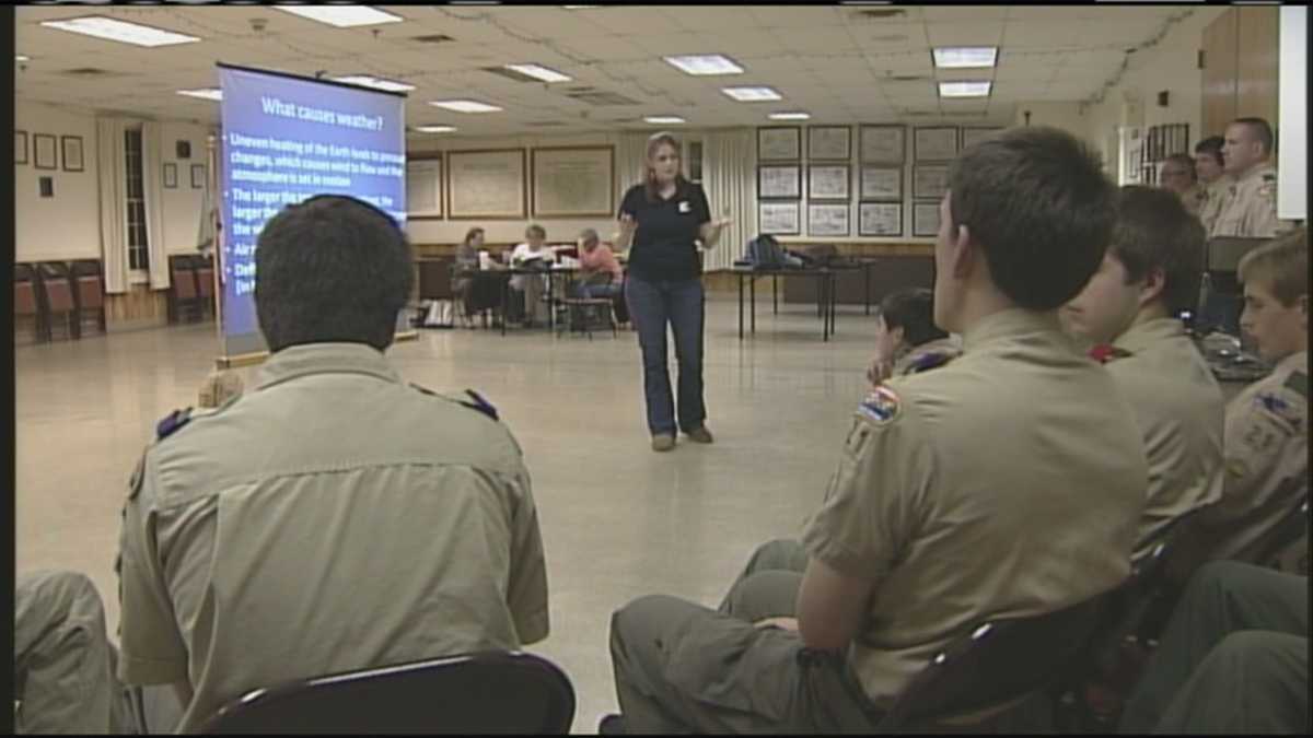 Boy Scouts get weather lesson from Meteorologist Mallory Brooke