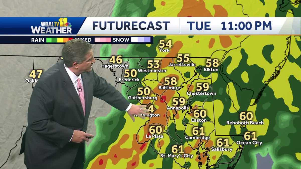 Heavy rains, breezy conditions this afternoon in Maryland