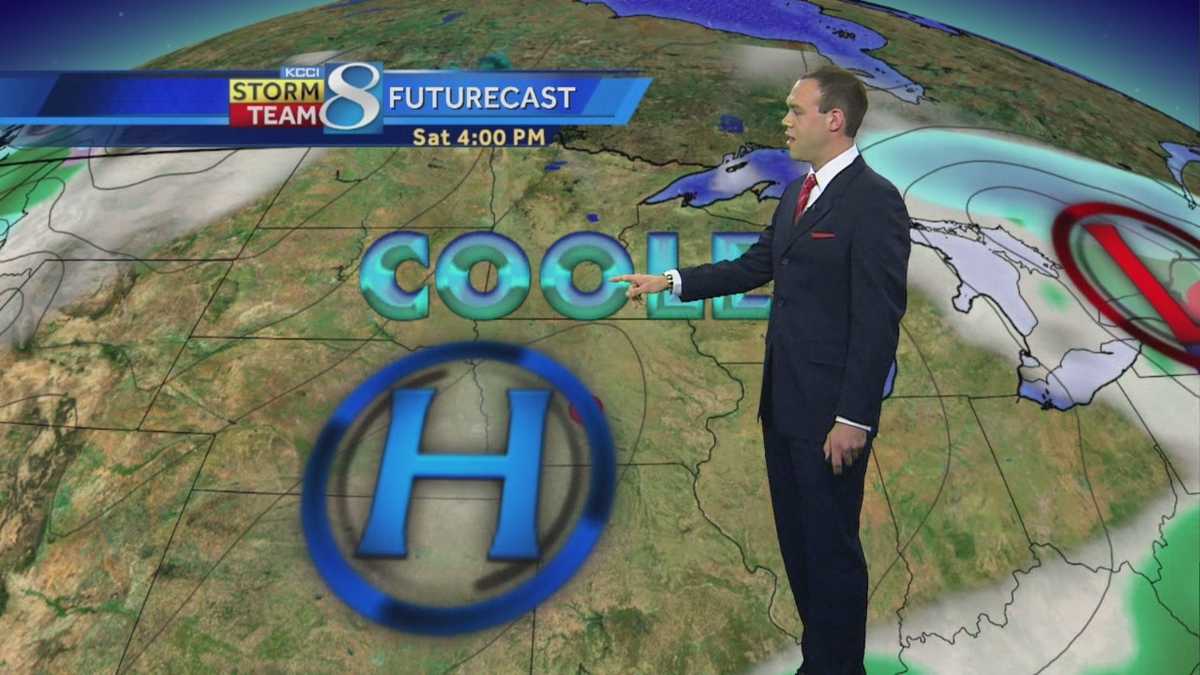 Cold front pushing through Iowa today