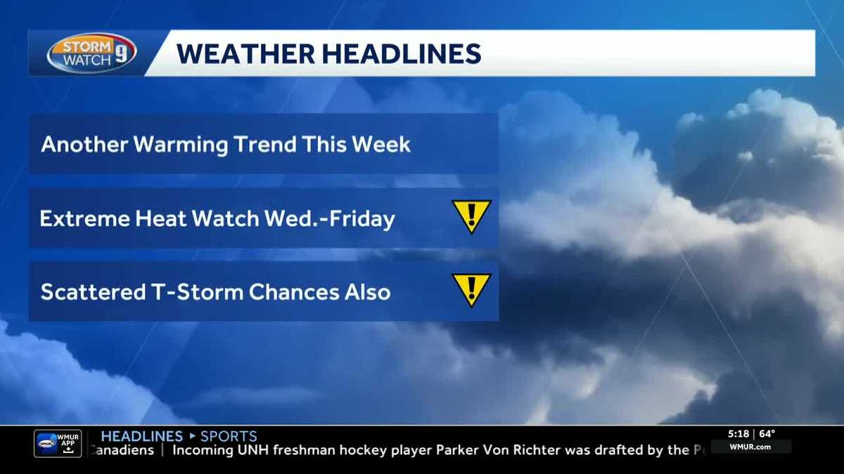 NH forecast video: NH warming up; temps in the 90s by midweek