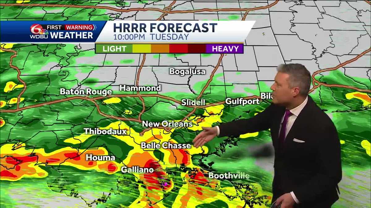 New Orleans weather forecast how much rain severe storms how cold