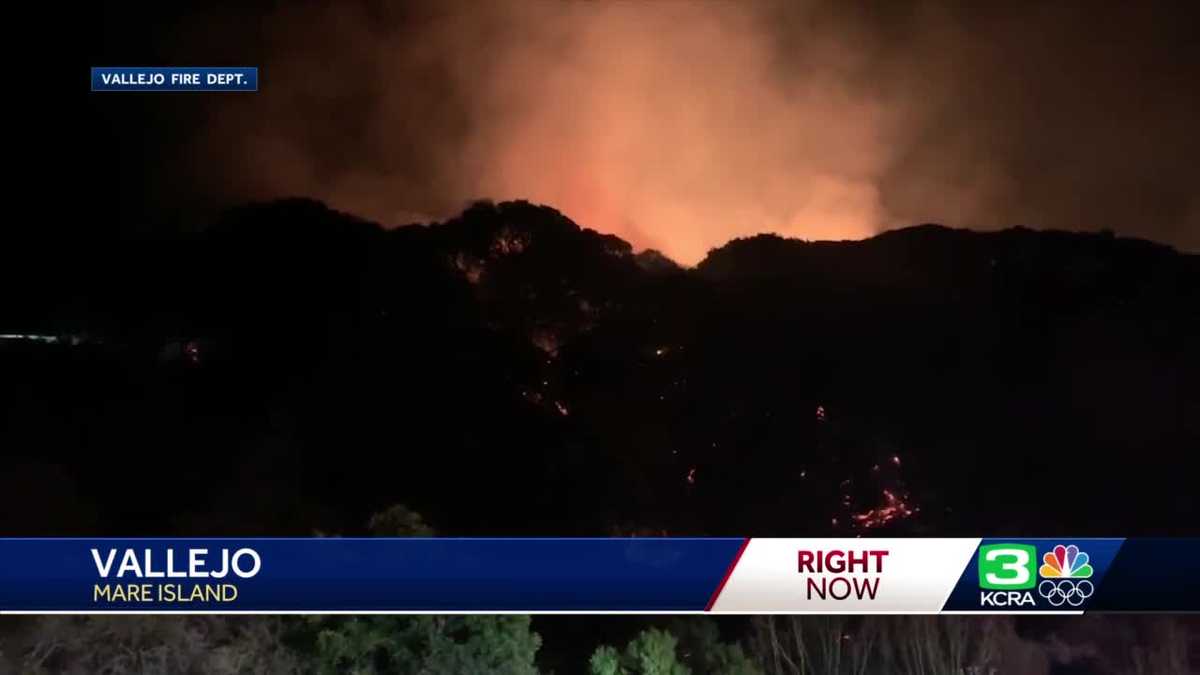 Vallejo grass fire caused by person sawing power pole