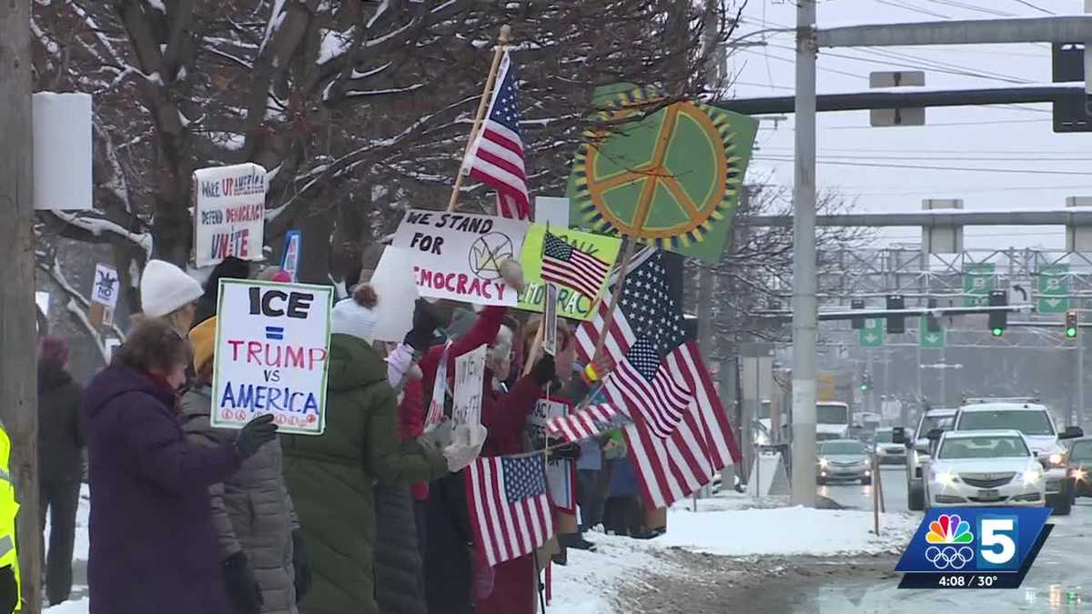 Vermonters protest in South Burlington on anniversary of Jan. 6 Capitol riots