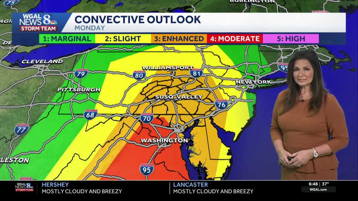 Cloudy, breezy today, Impact Monday: strong to severe storms likley ...