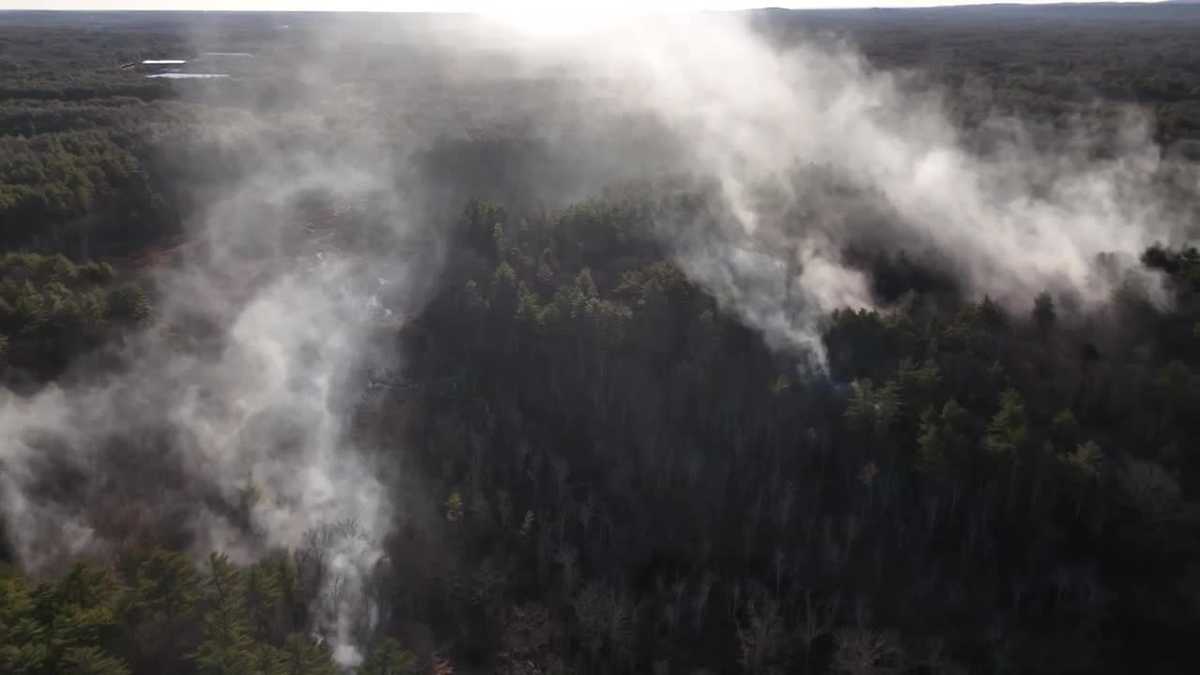 Drone video: See above scene of brush fire in NH