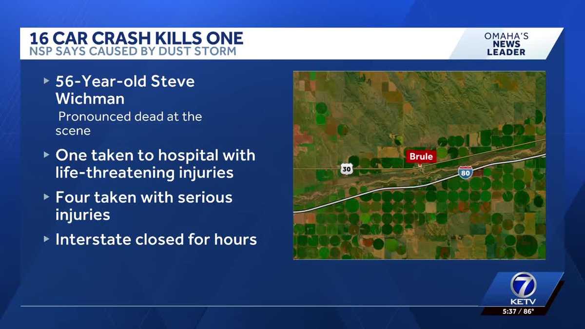 NSP: Dust storm leads to 16-car crash that killed one man near Brule - KETV