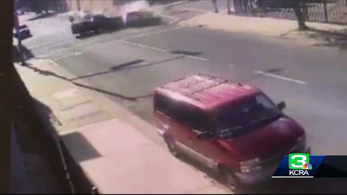 Surveillance video records deadly street racing crash in Stockton