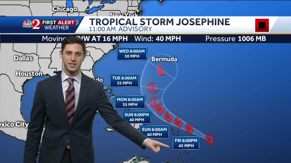 Tropical Storm Josephine continues its track over the Atlantic