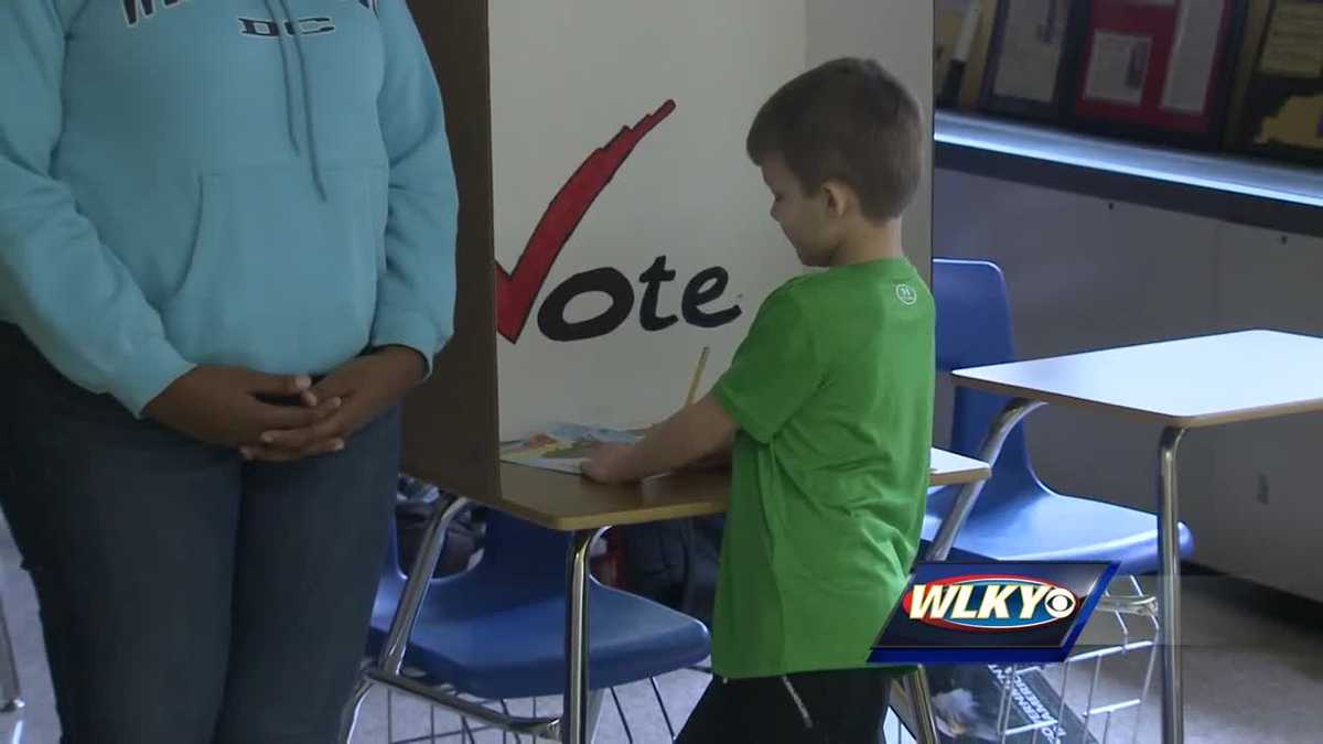 Students at The Brown School cast ballots in mock election