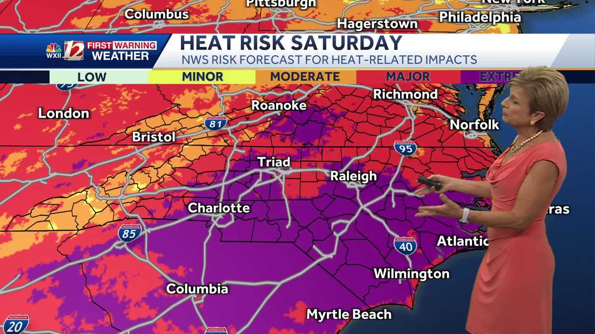 Very hot and humid air returns into the weekend in North Carolina