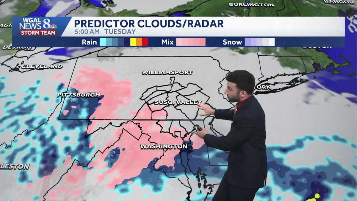 Wintry mix Tuesday; moderating temperature trend late week across south-central PA