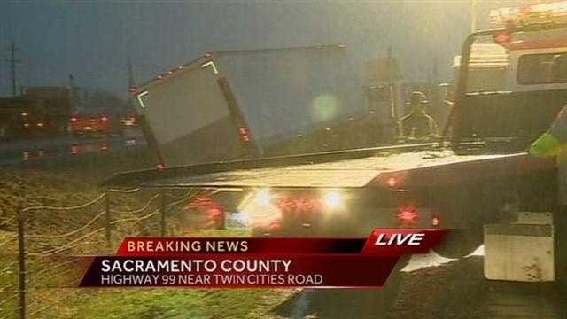 Big rig involved in Highway 99 crash