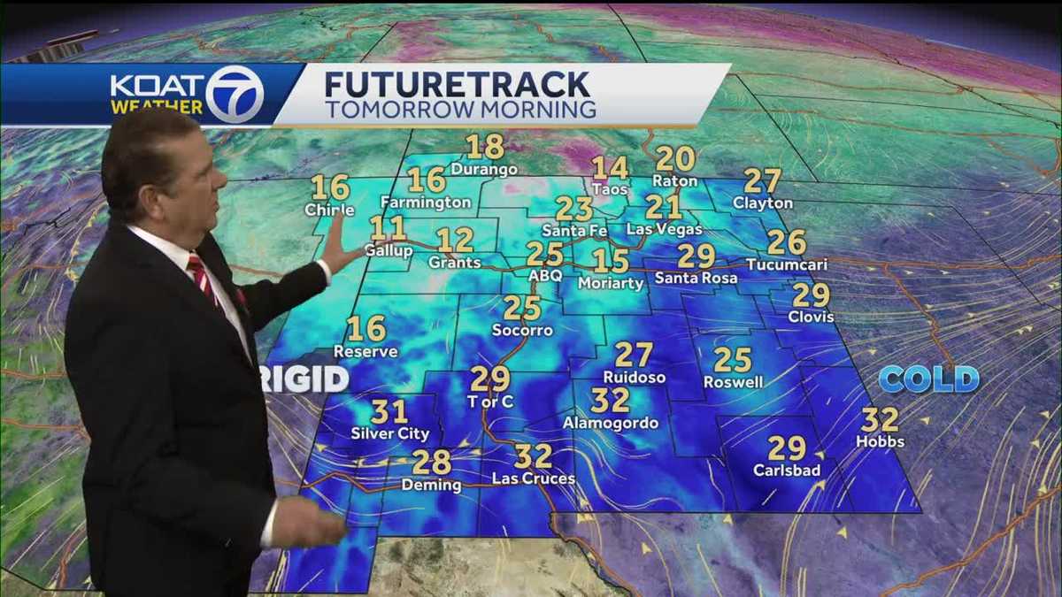 Freezing overnight in New Mexico with mild trend ahead