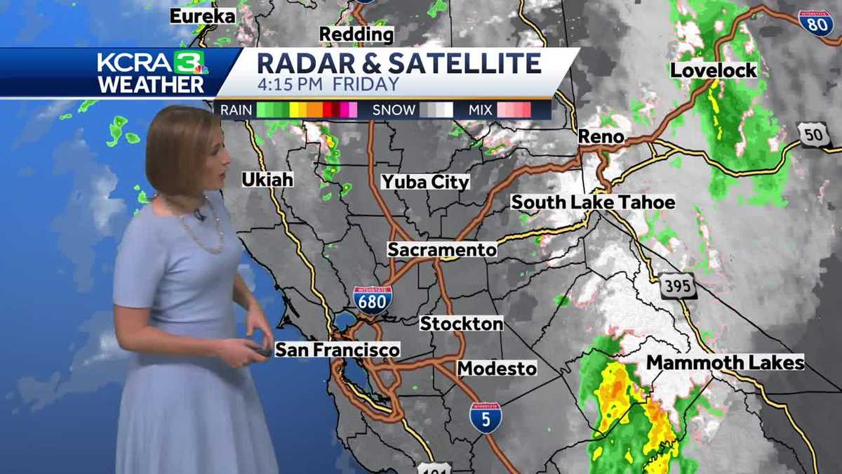 Rain and snow timeline for Northern California on Friday