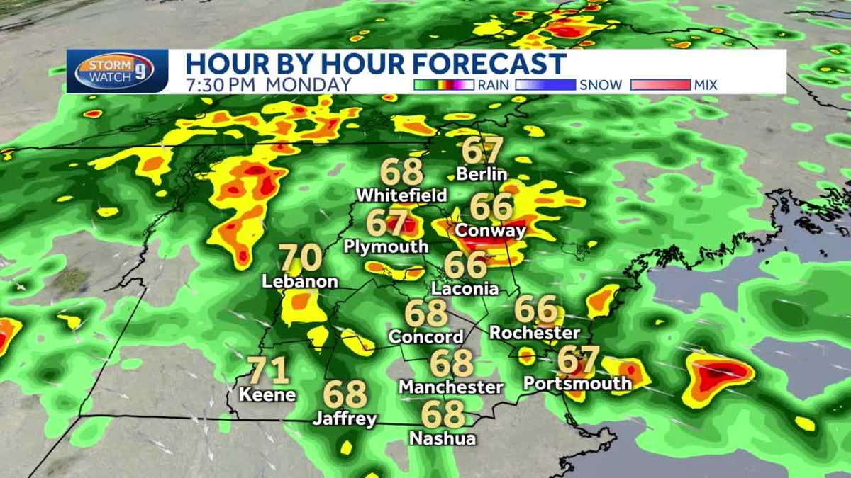 New Hampshire hourly weather timeline More rain in NH