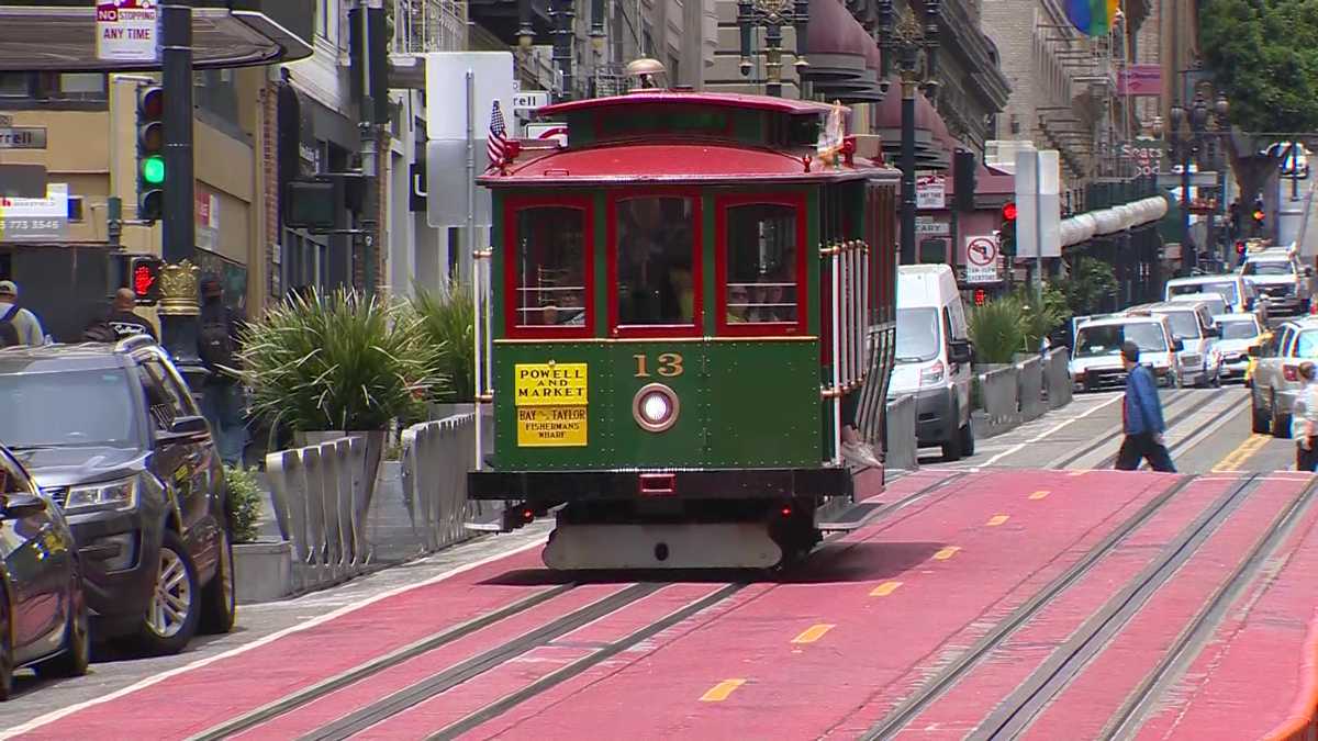 Ed Harding rides San Francisco cable car, meets Mass. natives