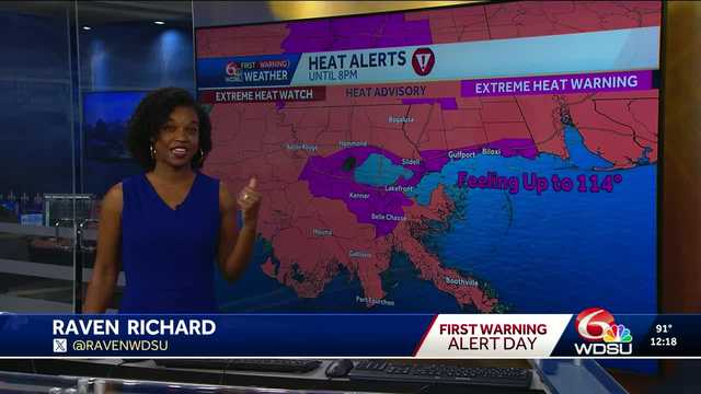 ALERT DAY: Extreme Heat Warning for parts of Southeast Louisiana, feeling up to 114