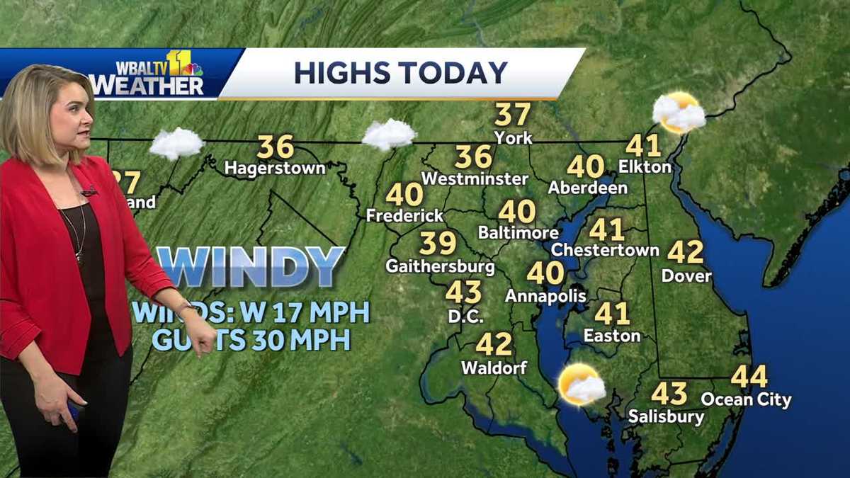 Cold, windy for Thursday with snow in forecast for Maryland