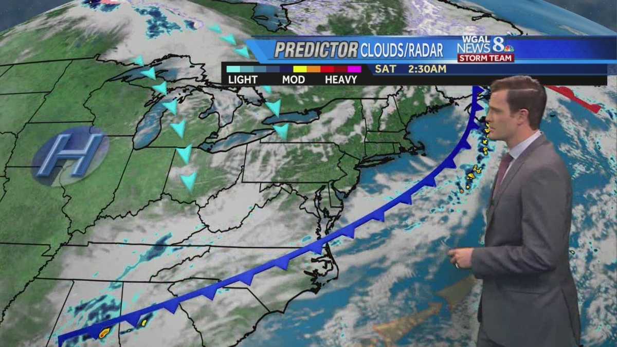 Warm and more humid with scattered thunderstorms today