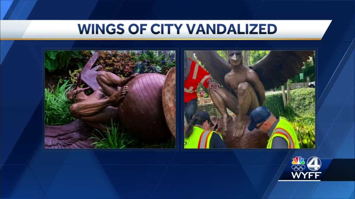 Pictures of possible suspect released in vandalism of 'Wings of of the