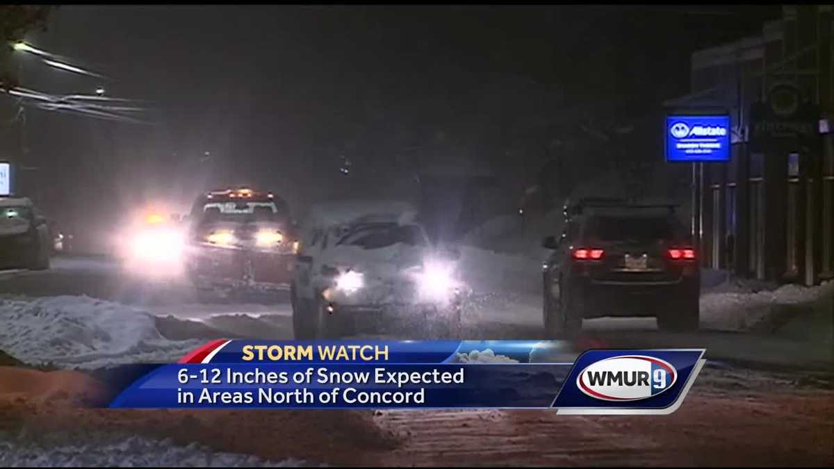 Heavy snow falls over much the Granite State