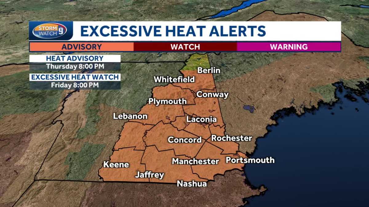 NH weather forecast Heat advisory posted for most of NH