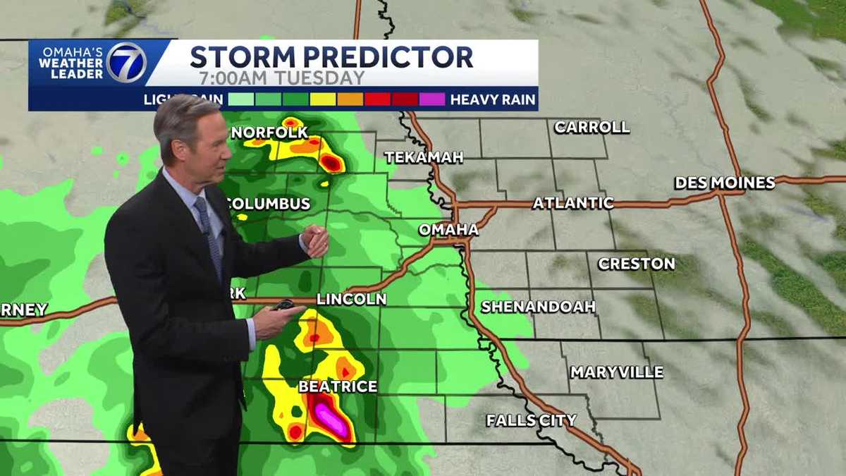 Chance of rain late night around Omaha and eastern Nebraska