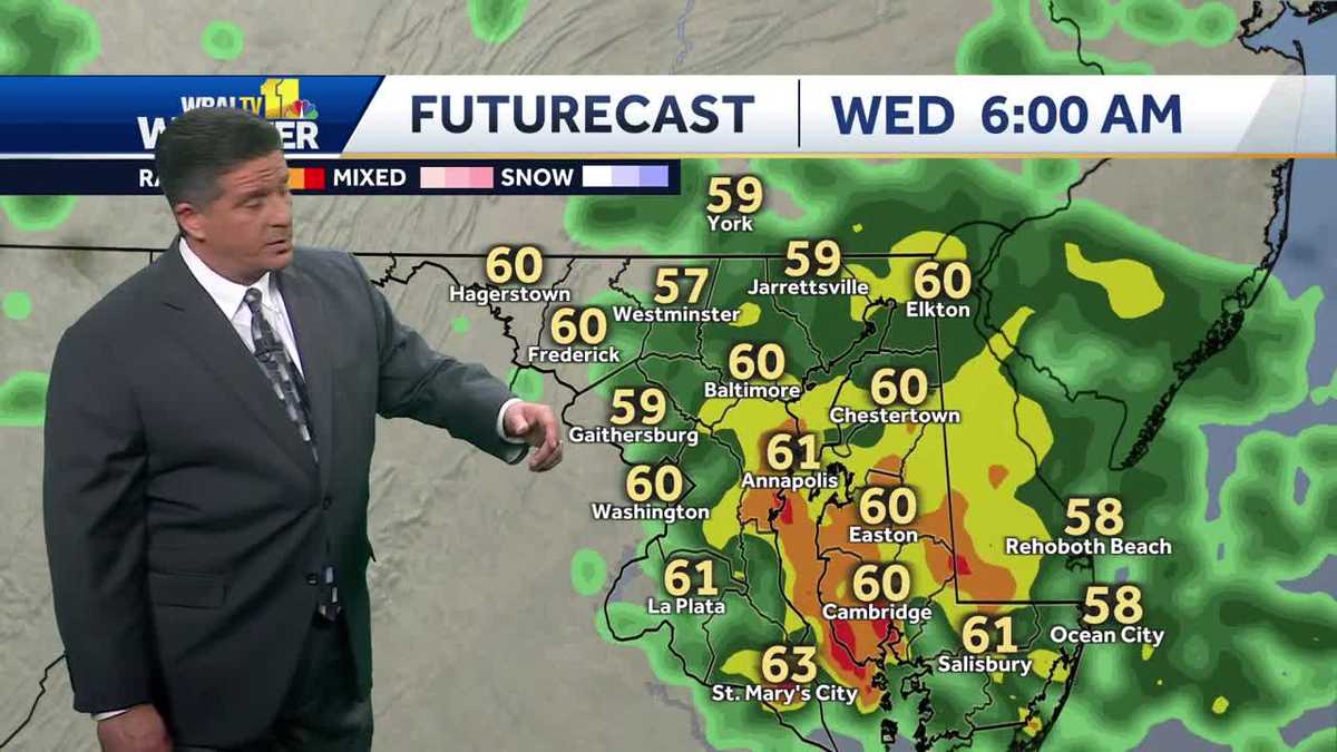 Mostly cloudy with scattered rain, heavier storms for Wednesday