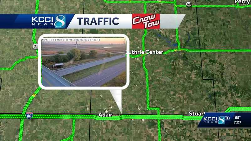 Central Iowa Traffic: Crash reported on I-80 near Casey 