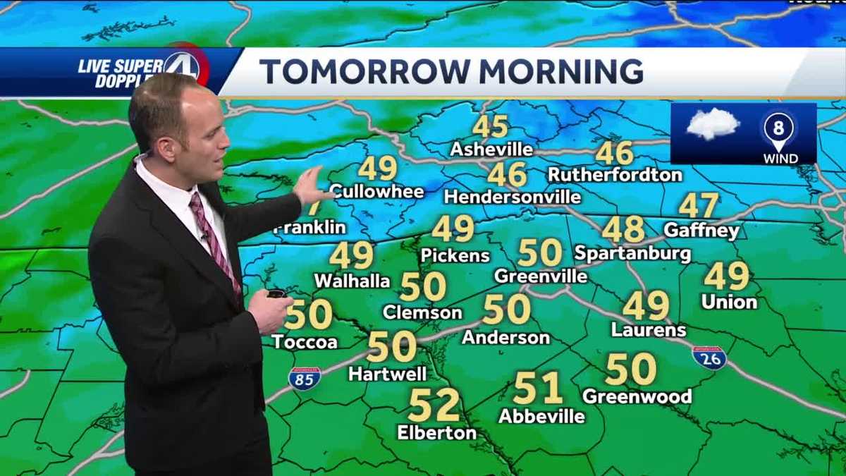 South Carolina forecast Friday evening rain moves in