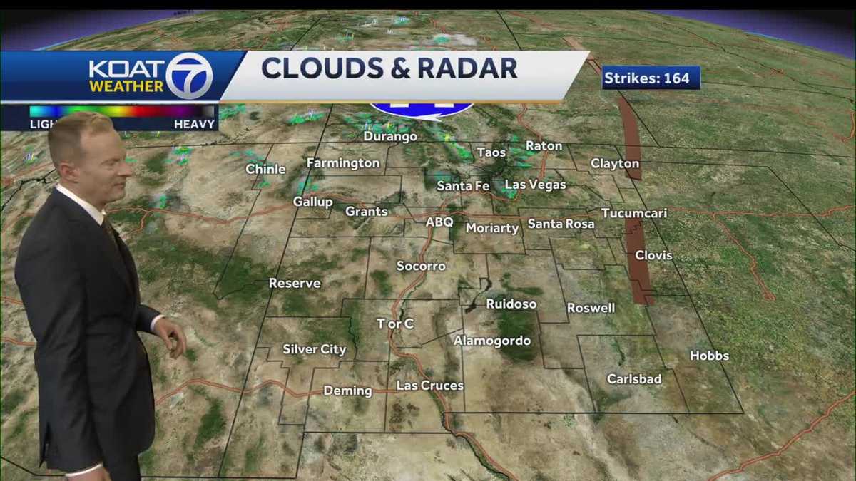 Warm and mostly dry with limited storms in New Mexico