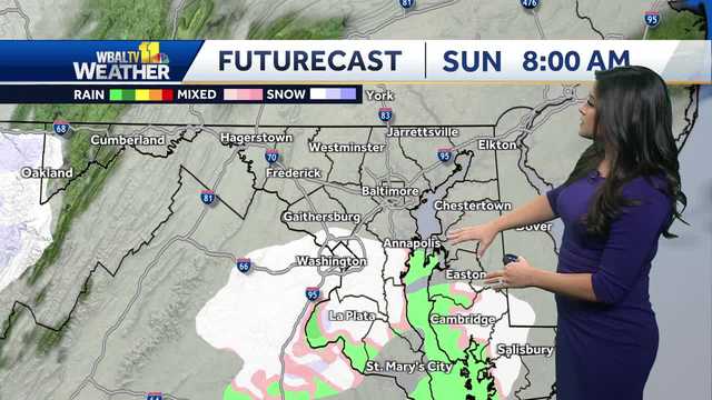 Precipitation exits Baltimore, cold air lingers