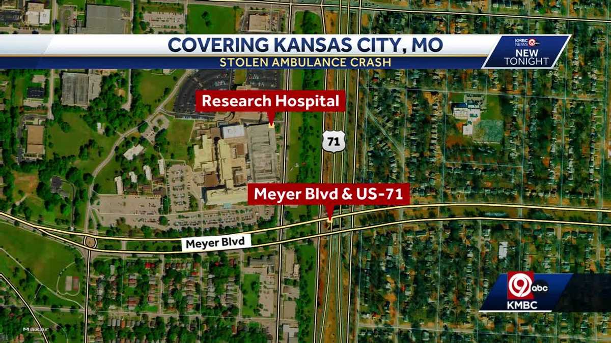 Police Stolen Kansas City ambulance involved in crash at 71 Highway, Meyer