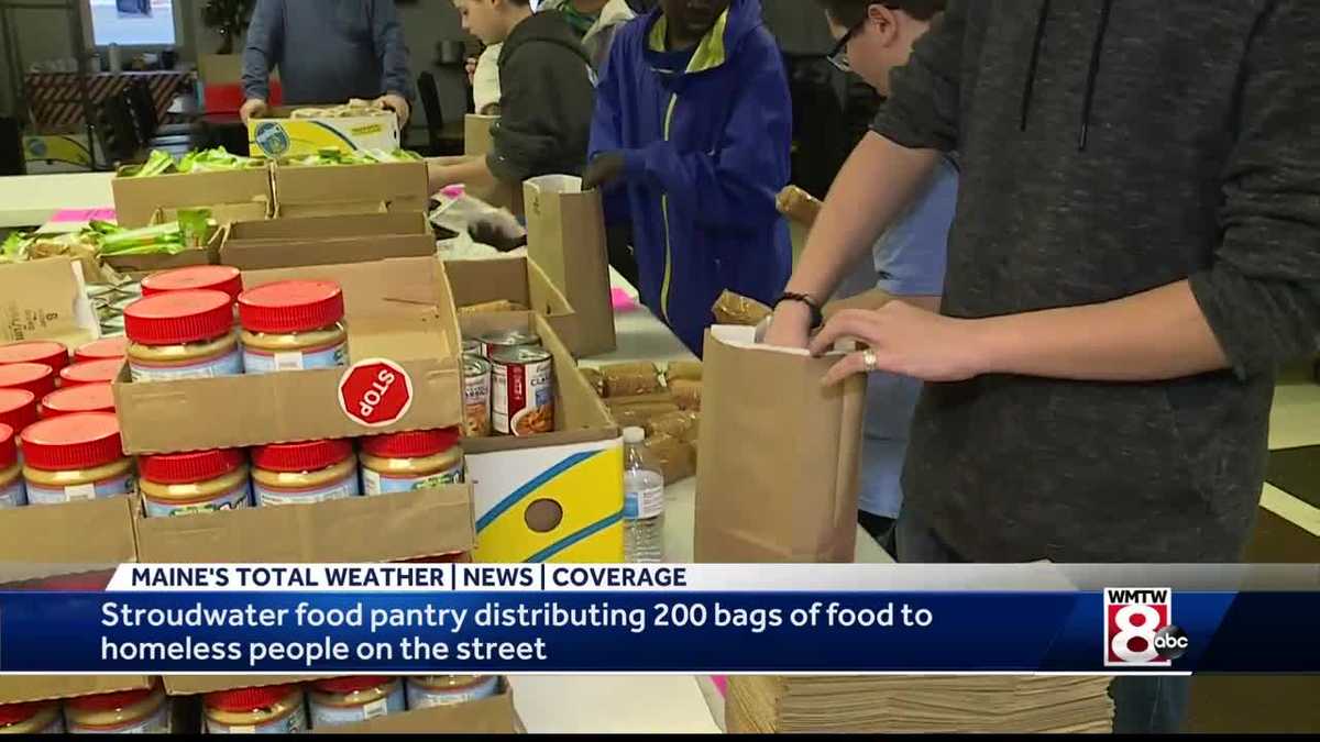 Maine food pantry distributes food bags to homeless