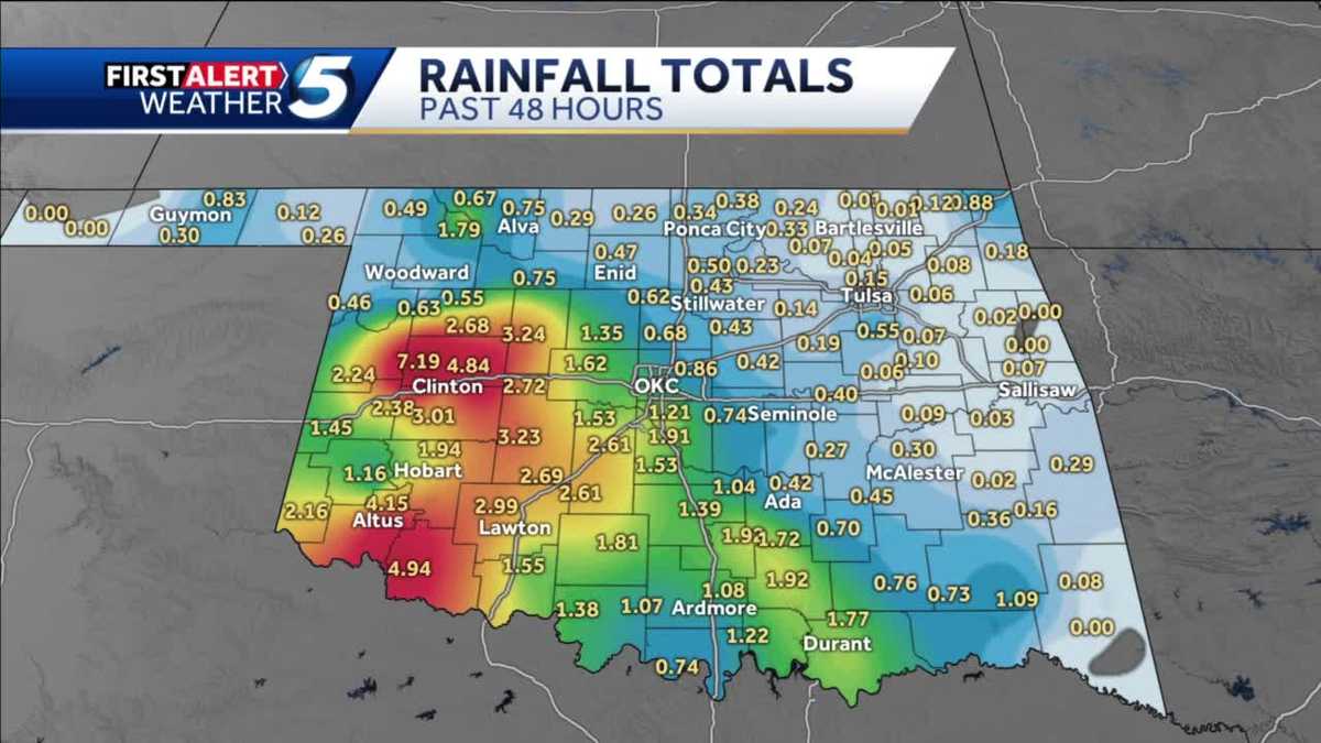 Looking at rainfall totals after this week's storms in Oklahoma