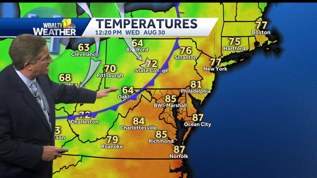 Mostly sunny, less humid for Wednesday, cooler temps in forecast