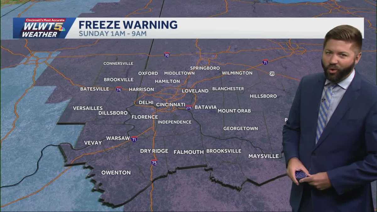 Freeze Warning for Cincinnati Sunday morning