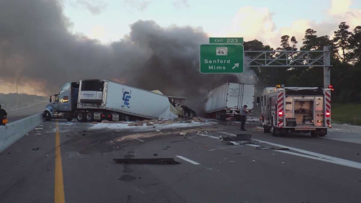 Semitruck driver killed in fiery pileup on Interstate 95