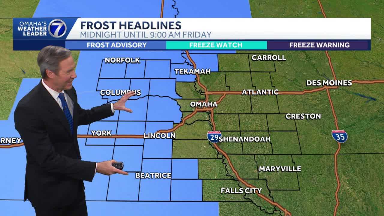 Frost advisory tonight west of Omaha