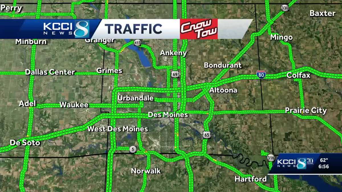 Des Moines traffic: Crash reported on I-35/80 near Clive