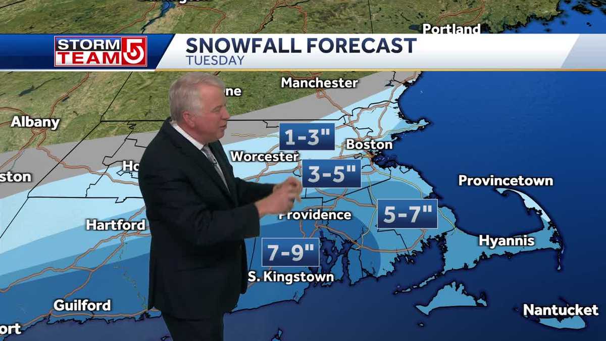 Mass snowfall forecast updated with nor’easter tracks south